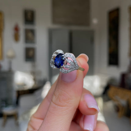 Antique | Art Nouveau Sapphire & Diamond Ring, 18ct Gold