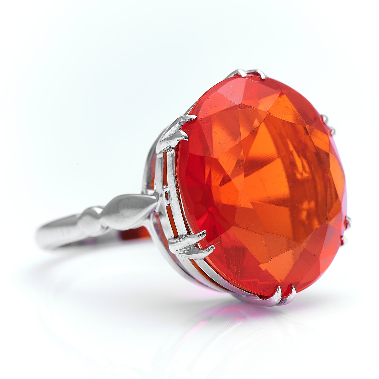 Retro, 1940s, Platinum, Fire Opal Ring