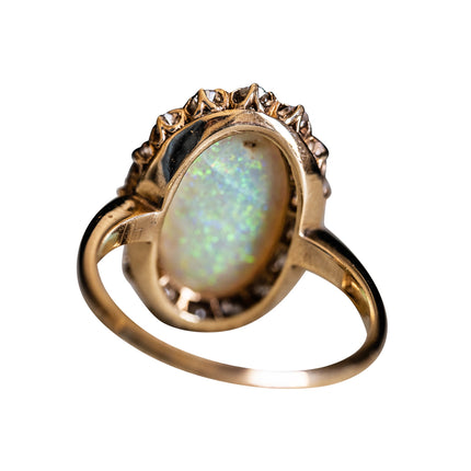 Art Deco, 18ct Gold, Opal and Diamond Ring