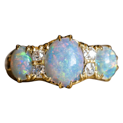 Art Deco, 18ct Gold, Opal and Diamond Ring
