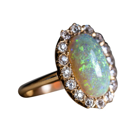Art Deco, 18ct Gold, Opal and Diamond Ring