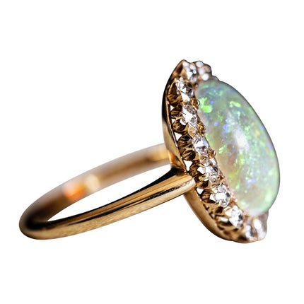 Art Deco, 18ct Gold, Opal and Diamond Ring