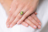 Art Deco, 18ct Gold, Peridot and Diamond Cluster Ring