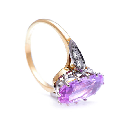 Art Deco, 18ct Gold, Pink Topaz and Diamond Ring