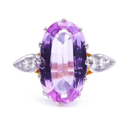 Art Deco, 18ct Gold, Pink Topaz and Diamond Ring