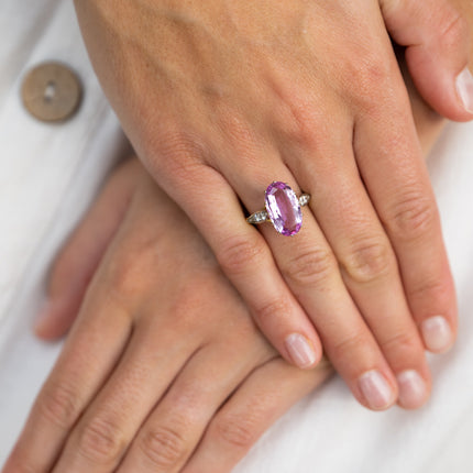Art Deco, 18ct Gold, Pink Topaz and Diamond Ring