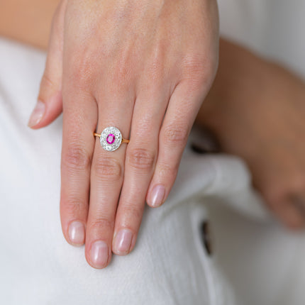 Art Deco, 18ct Gold and Platinum, Ruby and Diamond Ring