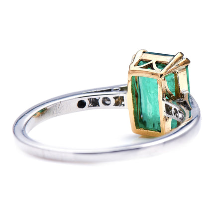Art Deco, Platinum, Emerald and Diamond Ring