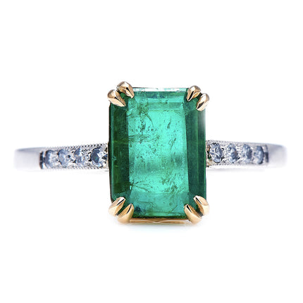 Art Deco, Platinum, Emerald and Diamond Ring