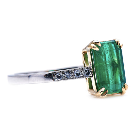 Art Deco, Platinum, Emerald and Diamond Ring