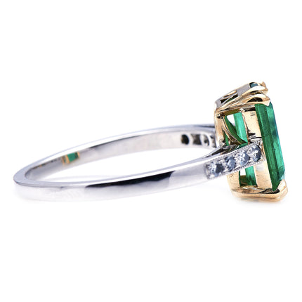 Art Deco, Platinum, Emerald and Diamond Ring