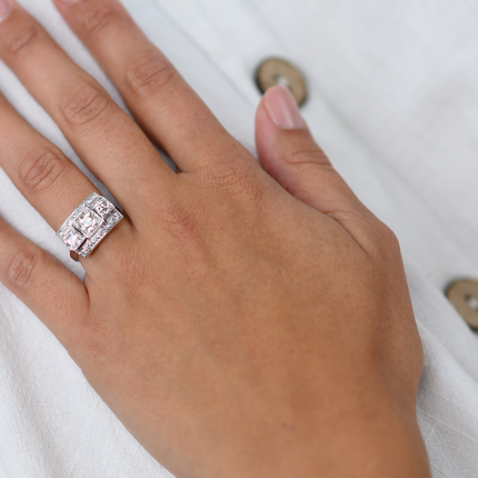 ON HOLD | Art Deco, 1930's, Platinum, Diamond Plaque Engagement Ring