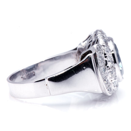 Art Deco, Austrian, 5ct Sapphire and Diamond Cluster Ring | Antique Rings | Antique Ring Boutique | Vintage Engagement Rings | Antique Engagement Rings | Antique Jewellery Company | Vintage Jewellery 