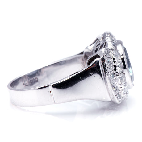 Art Deco, Austrian, 5ct Sapphire and Diamond Cluster Ring | Antique Rings | Antique Ring Boutique | Vintage Engagement Rings | Antique Engagement Rings | Antique Jewellery Company | Vintage Jewellery 