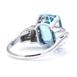 Art Deco, Antique Vintage Platinum, Aquamarine and Diamond Engagement Ring 3