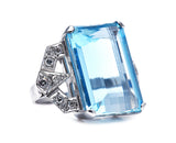 Art Deco, German, 14ct White Gold, Aquamarine and Diamond Ring  | Antique Rings | Antique Ring Boutique | Vintage Engagement Rings | Antique Engagement Rings 