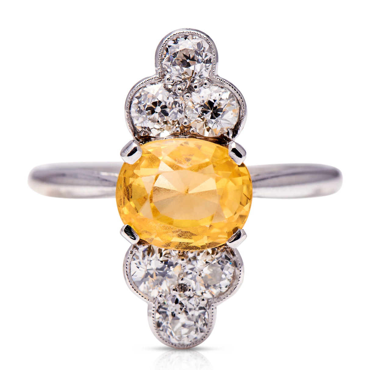 Art-Deco-Platinum-Sri-Lankan-Yellow-Sapphire-Diamond-Ring-Antique-Vintage