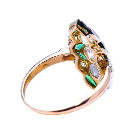 Art Nouveau, 18ct Gold, Emerald and Diamond Ring  Antique Engagement Rings | Antique Emerald Rings | Emerald Engagement Rings | Emerald and Diamonds Rings | Diamond Engagement Rings | Antique Rings | Antique Ring Boutique | Vintage Engagement Rings | Antique Engagement Rings | Antique Jewellery company | Vintage Jewellery 