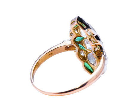 Art Nouveau, 18ct Gold, Emerald and Diamond Ring  Antique Engagement Rings | Antique Emerald Rings | Emerald Engagement Rings | Emerald and Diamonds Rings | Diamond Engagement Rings | Antique Rings | Antique Ring Boutique | Vintage Engagement Rings | Antique Engagement Rings | Antique Jewellery company | Vintage Jewellery 