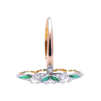 Art Nouveau, 18ct Gold, Emerald and Diamond Ring  Antique Engagement Rings | Antique Emerald Rings | Emerald Engagement Rings | Emerald and Diamonds Rings | Diamond Engagement Rings | Antique Rings | Antique Ring Boutique | Vintage Engagement Rings | Antique Engagement Rings | Antique Jewellery company | Vintage Jewellery 