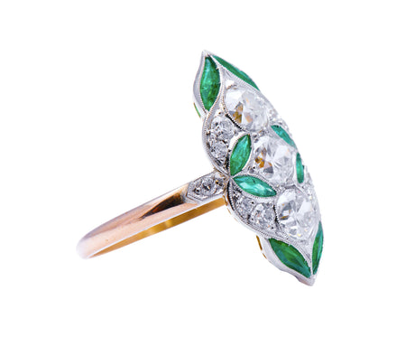 Art Nouveau, 18ct Gold, Emerald and Diamond Ring  Antique Engagement Rings | Antique Emerald Rings | Emerald Engagement Rings | Emerald and Diamonds Rings | Diamond Engagement Rings | Antique Rings | Antique Ring Boutique | Vintage Engagement Rings | Antique Engagement Rings | Antique Jewellery company | Vintage Jewellery 