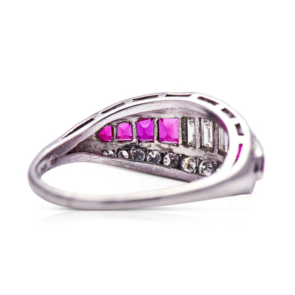 Art Deco, American, 1940, Platinum, Ruby and Diamond Ring
