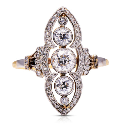 Art-Nouveau-18-Carat-Gold-Diamond-Ring-Celebratory-Dress-Cocktail-Antique
