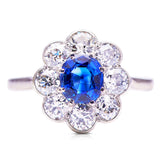 Cluster-Ring-Sapphire-Diamond-Antique-Art-Deco-Vintage-Ring-Jewelery