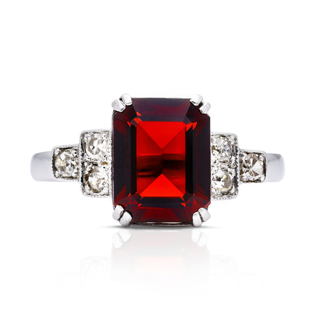 Art-Deco-Garnet-Diamond-Engagement-Ring-Vintage-Antique-Jewellery