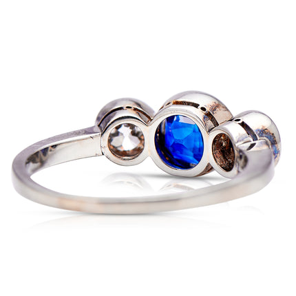 Antique Art Deco Sapphire and Diamond Engagement Ring