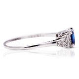 Art deco, Platinum, Sapphire and Diamond Ring