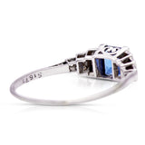 Art deco, Platinum, Sapphire and Diamond Ring