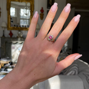 Belle Époque, 18ct gold, pink sapphire and diamond fancy cluster ring