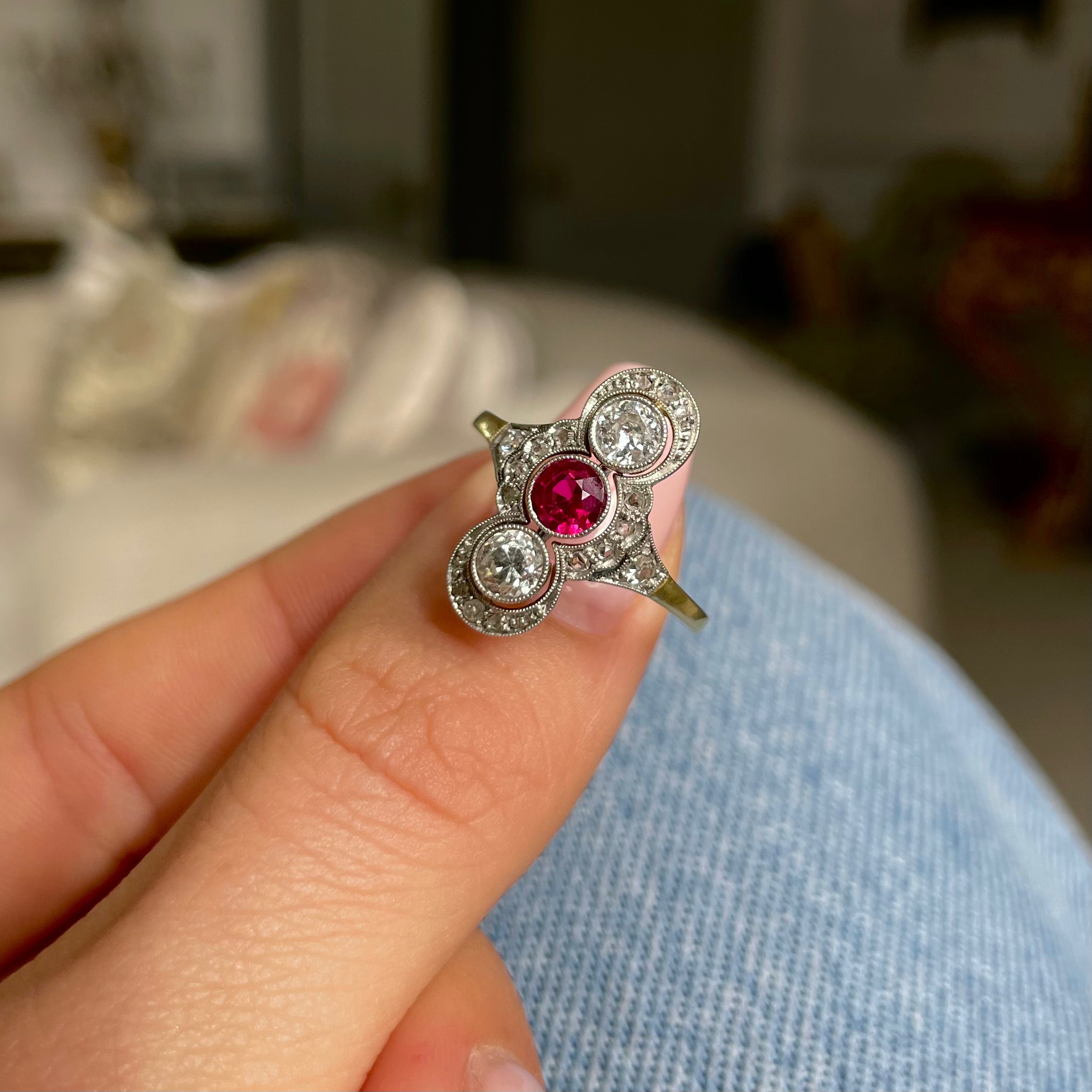 Antique, Belle Époque ruby & diamond ring