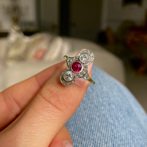 Antique, Belle Époque ruby & diamond ring
