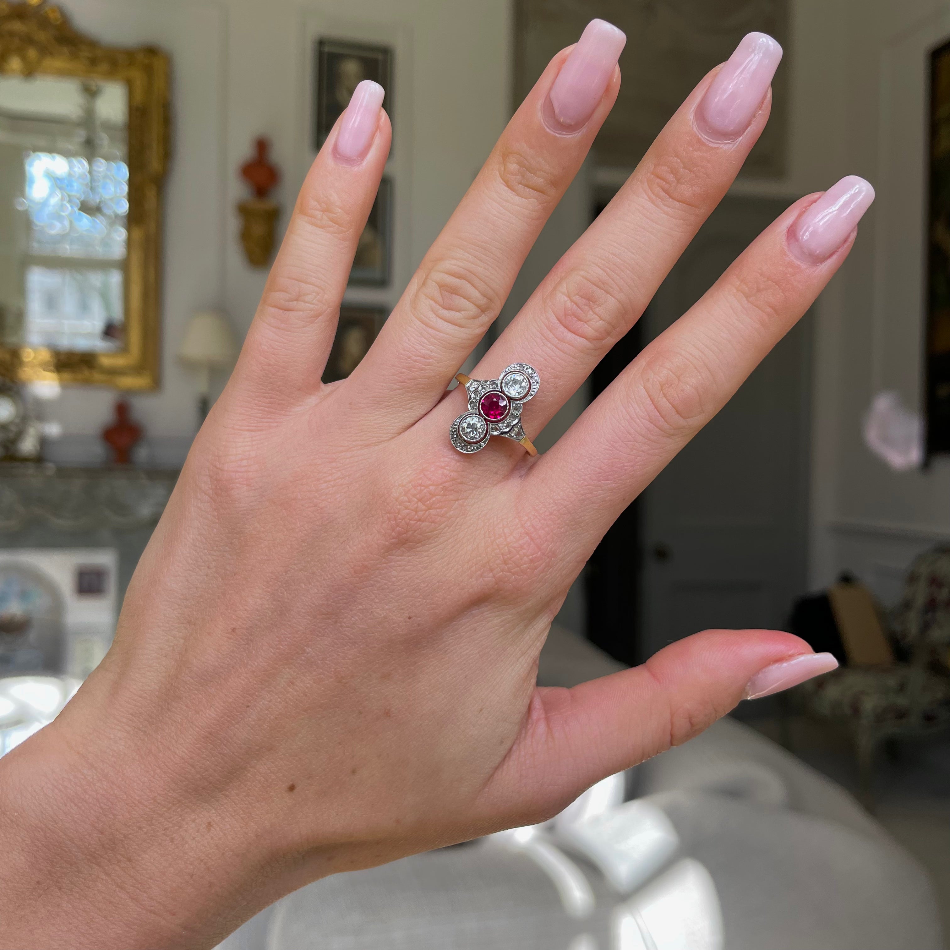 Antique, Belle Époque ruby & diamond ring