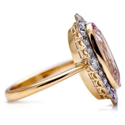 Untreated Antique Belle Époque, 18ct Gold, Pink Topaz and Diamond Ring Vintage_rings Vintage_enengment_rings | Untreated Antique Belle Époque, 18ct Gold, Pink Topaz and Diamond Ring