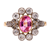 Belle-Époque-Peach-Stone-Diamond-18-Carat-Gold-Cluster-Ring-Vintage