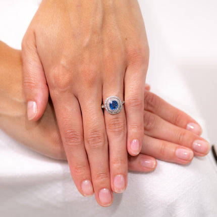 Belle Époque, Montana Sapphire and Diamond Cluster Ring