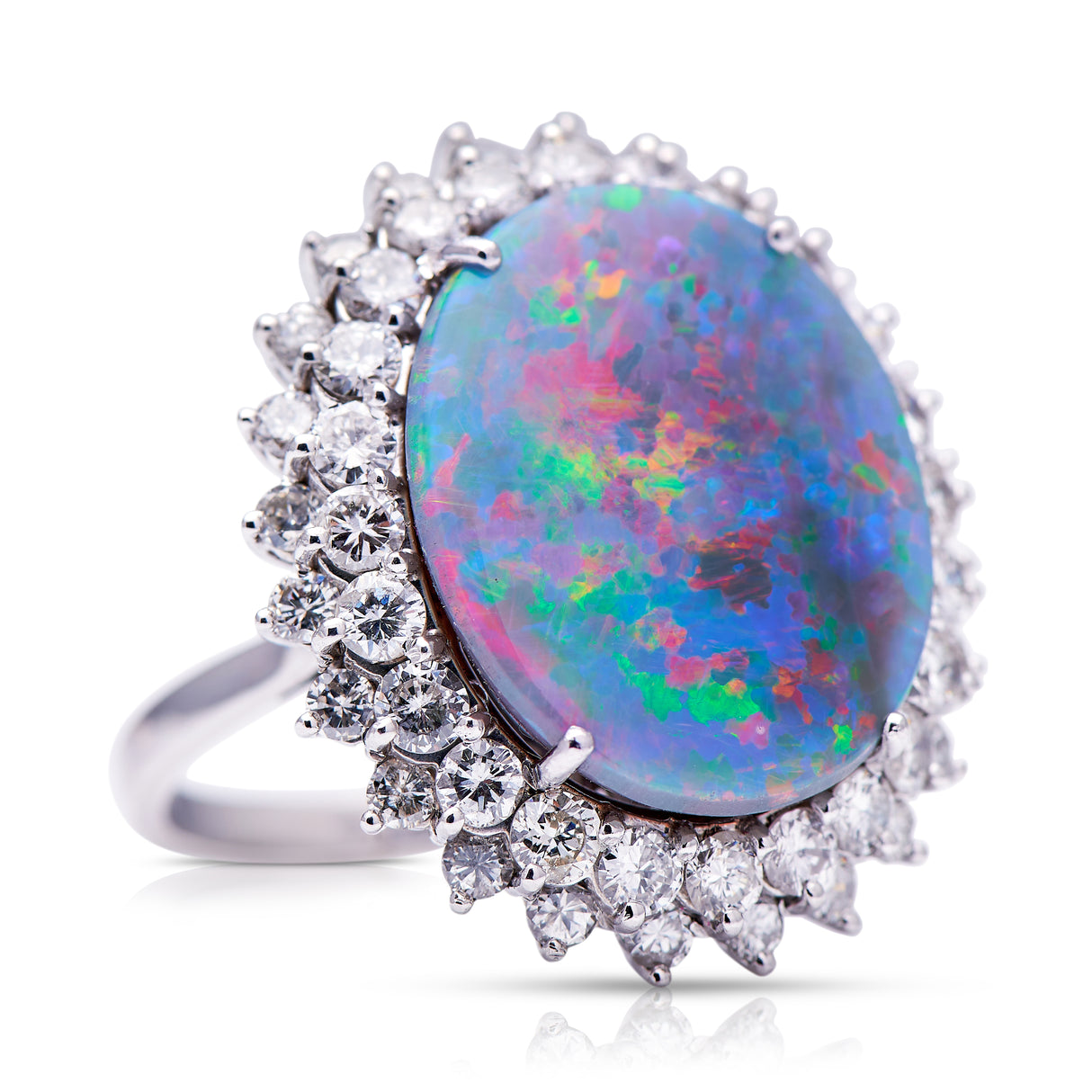 Vintage | Large Opal and Diamond Cocktail Ring