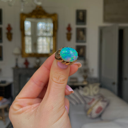 Vintage 1970's Cabochon Australian Opal Ring, 18ct Yellow Gold