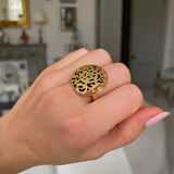Vintage Cartier, enamel & green garnet panthère ring
