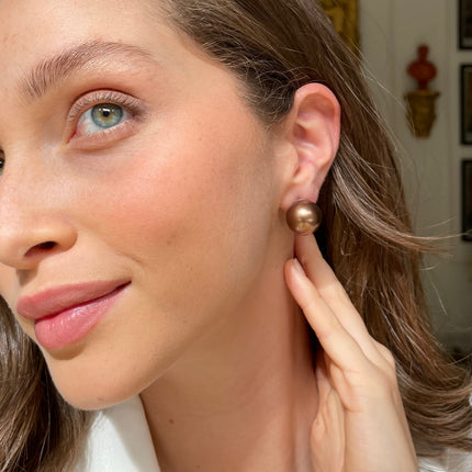 Tahitian South Sea Pearl Earrings, 18ct White Gold