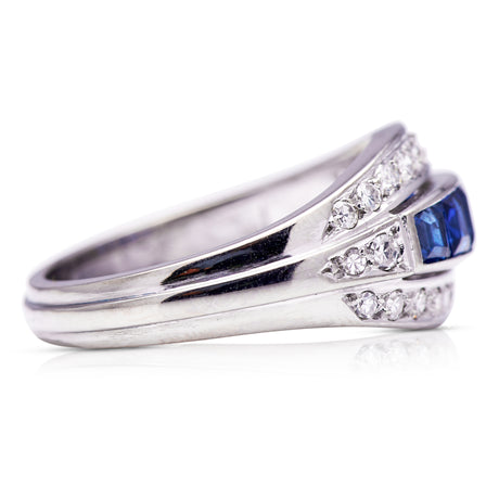 Art Deco, 1930s, sapphire & diamond band ring