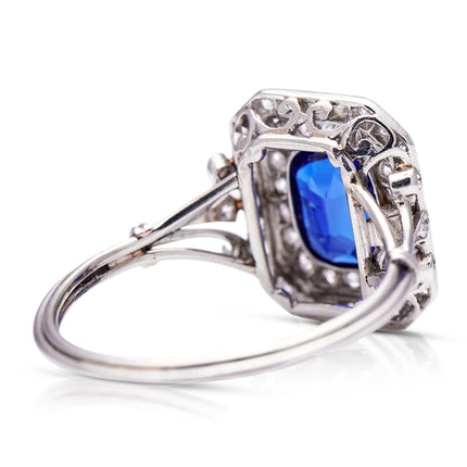 Beautiful Design | Edwardian, Platinum, Sapphire and Diamond Cluster Ring