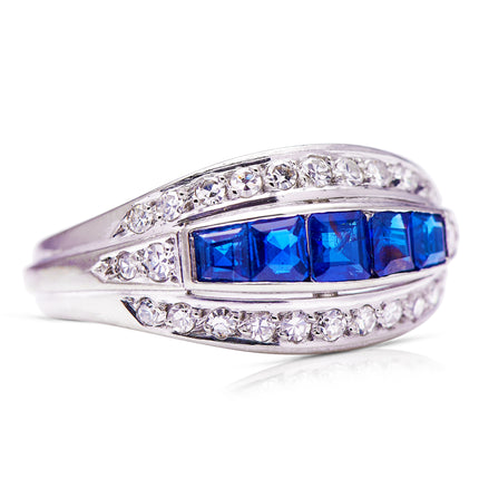 Art Deco, 1930s, Sapphire and Diamond Band Ring