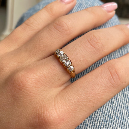 Victorian Diamond Five Stone Engagement Ring, 18ct Yellow Gold
