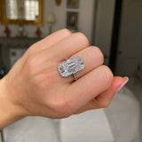 Art Deco diamond panel ring, worn on hand.
