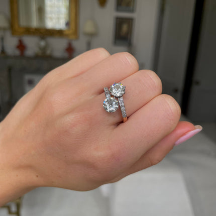 Antique, Edwardian, 2.76ct Diamond Toi Et Moi Ring, Platinum, 18ct Yellow Gold