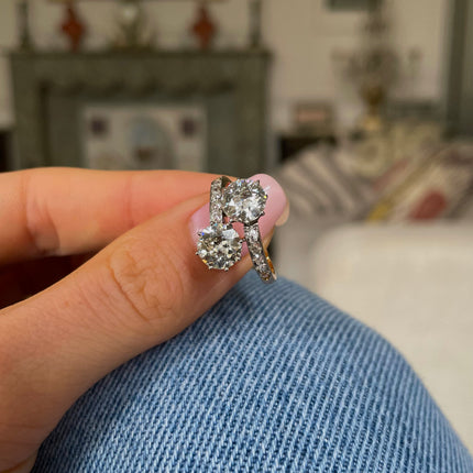 Antique, Edwardian, 2.76ct Diamond Toi Et Moi Ring, Platinum, 18ct Yellow Gold
